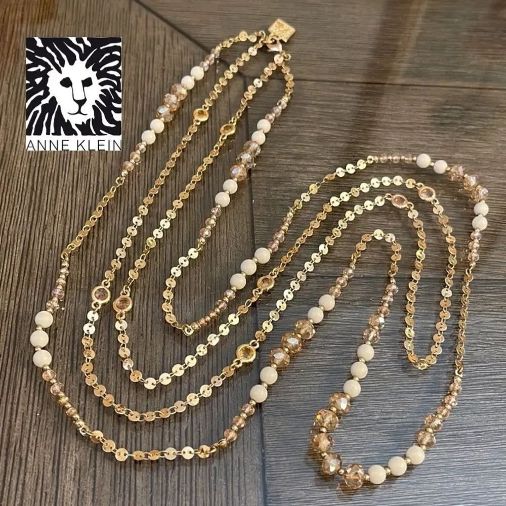 Anne Klein Double Strand Beaded Necklace, Gold-tone